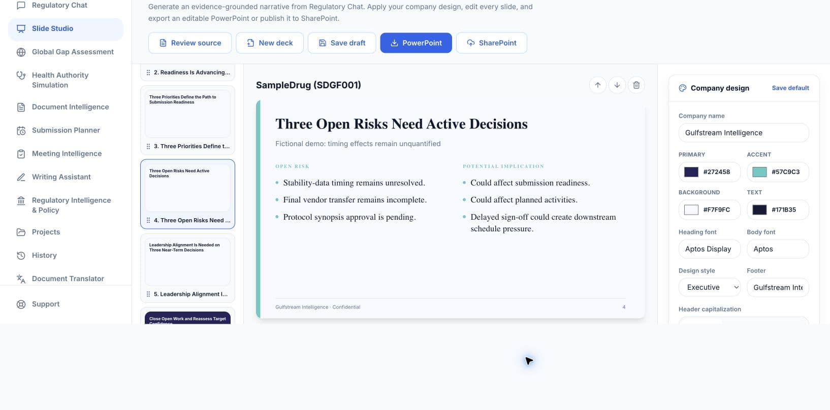 Slide Studio for editable, evidence-grounded presentations